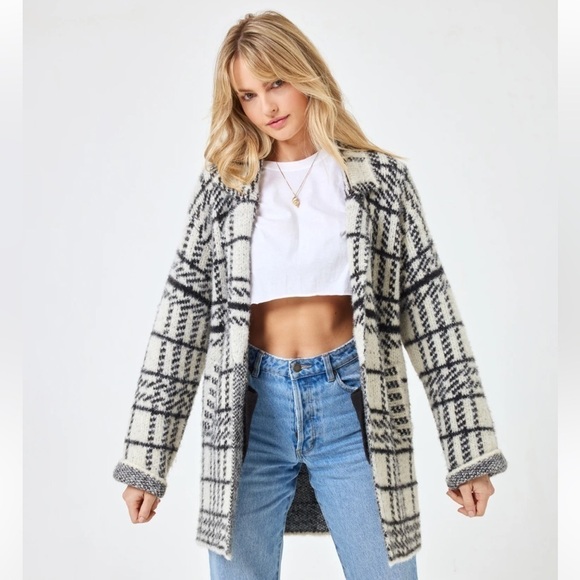 L SPACE Stirling Sweater Coat Couldn't Be Cozier Plaid Size XL - Picture 7 of 16